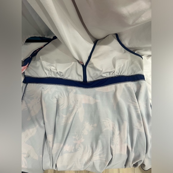 Blue and Pink ruffle babydoll halter tie tankini swim top size 4X - Picture 10 of 11